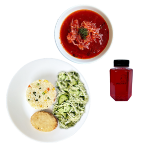 LANCH №10 Борщ, рис, кур.котл, овочевий салат (12.00-16.00 пн-пт)